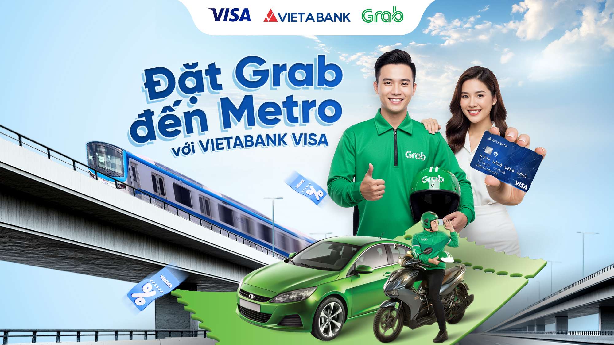🚆 Đặt Grab đến Metro với thẻ VIETABANK VISA – Giảm ngay 50%