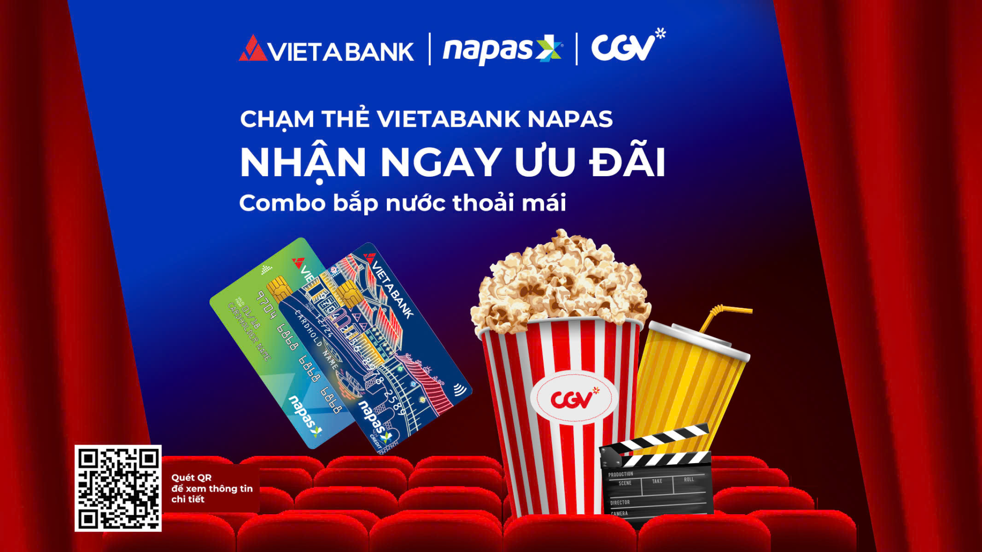 CHẠM THẺ VIETABANK NAPAS, NHẬN 01 CGV COMBO VỚI GIAO DỊCH VÉ XEM PHIM TỪ 190.000 VND