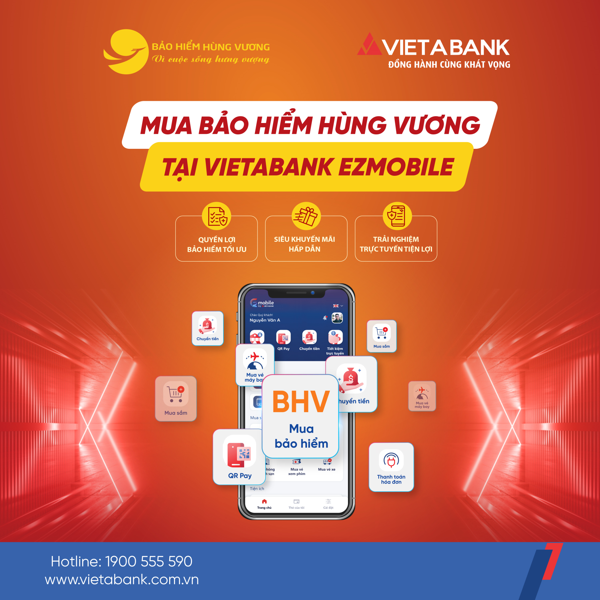 Mua Bảo hiểm Hùng Vương tại VietABank EZMobile.