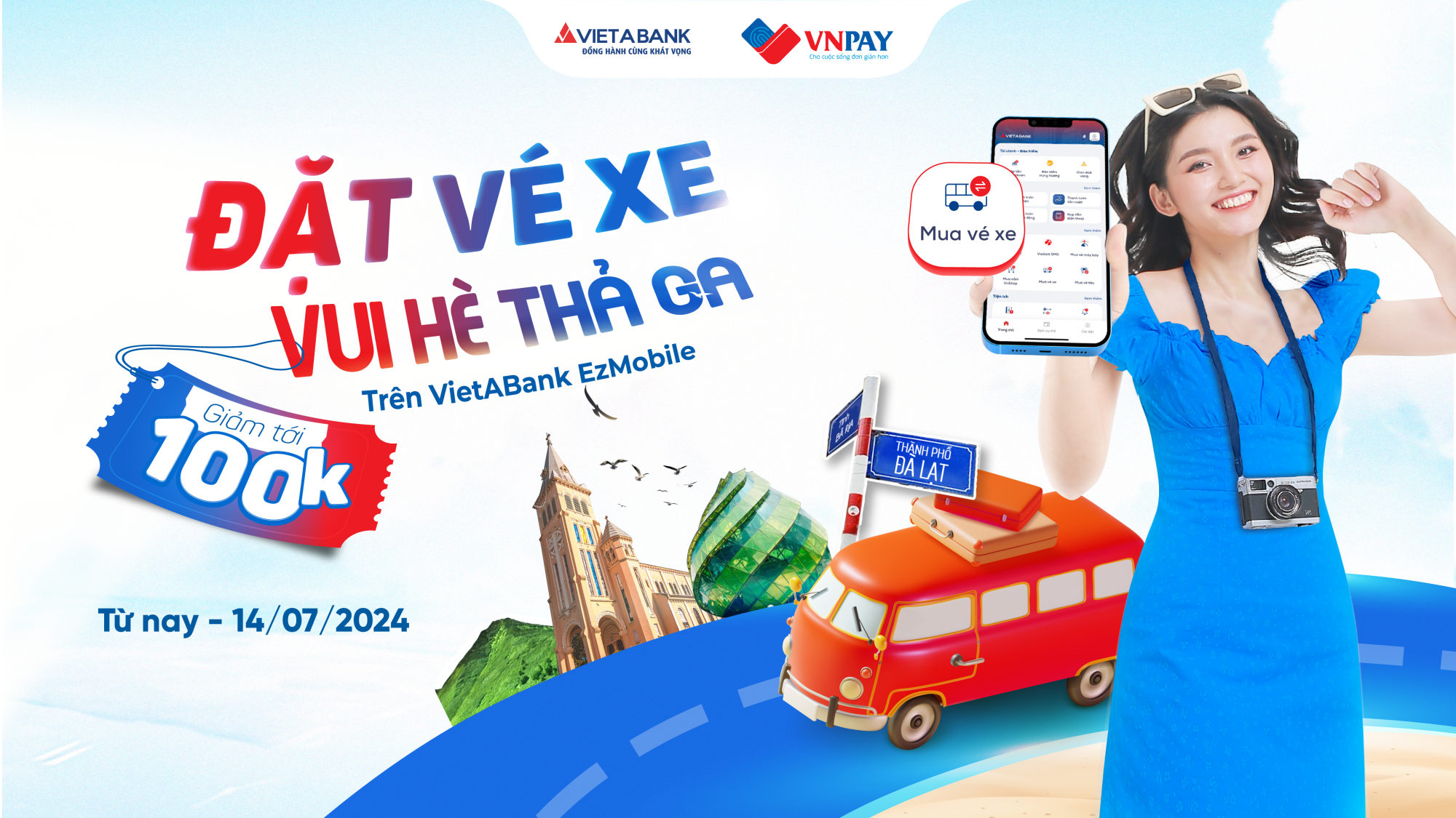 HÈ ĐẾN CÙNG VIETABANK EZMOBILE VI VU TỚI BẾN - GIẢM NGAY 100K KHI MUA VÉ XE 