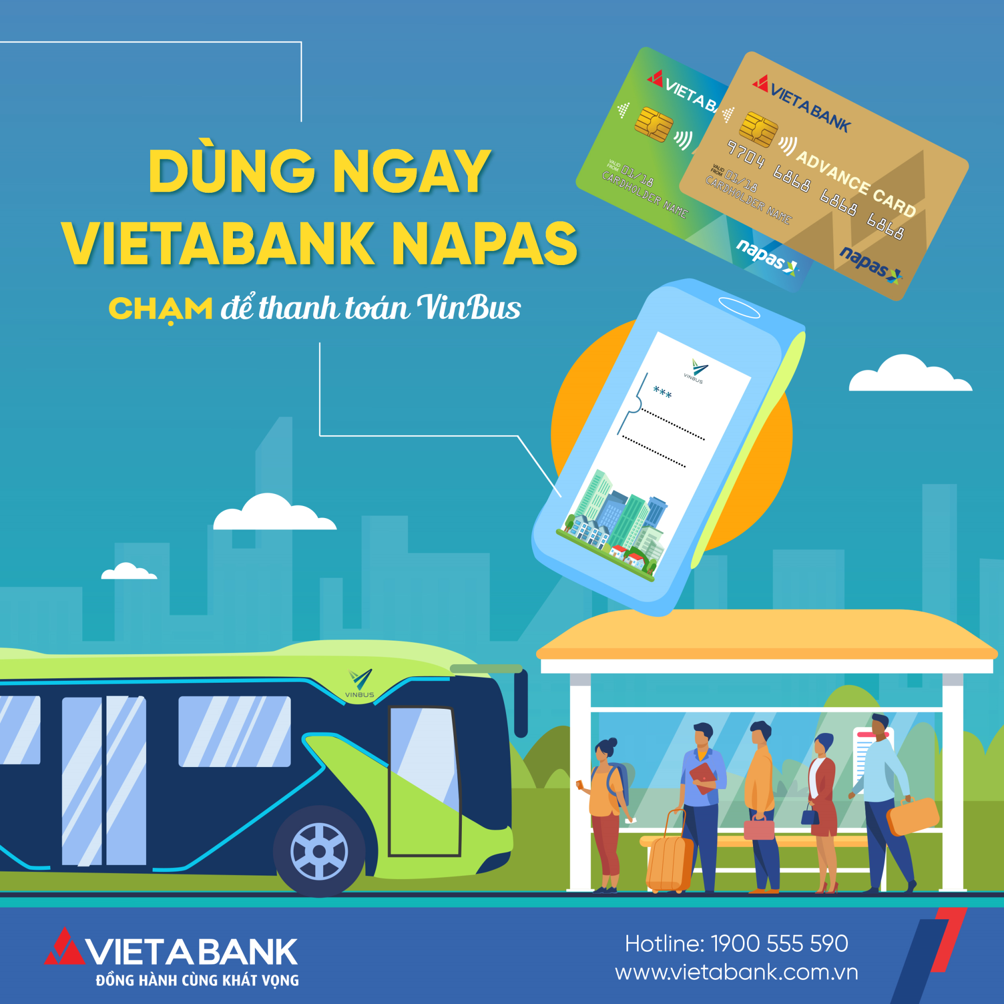 Thanh toán trên xe Bus điện VinBus bằng thẻ Chip VietABank Napas