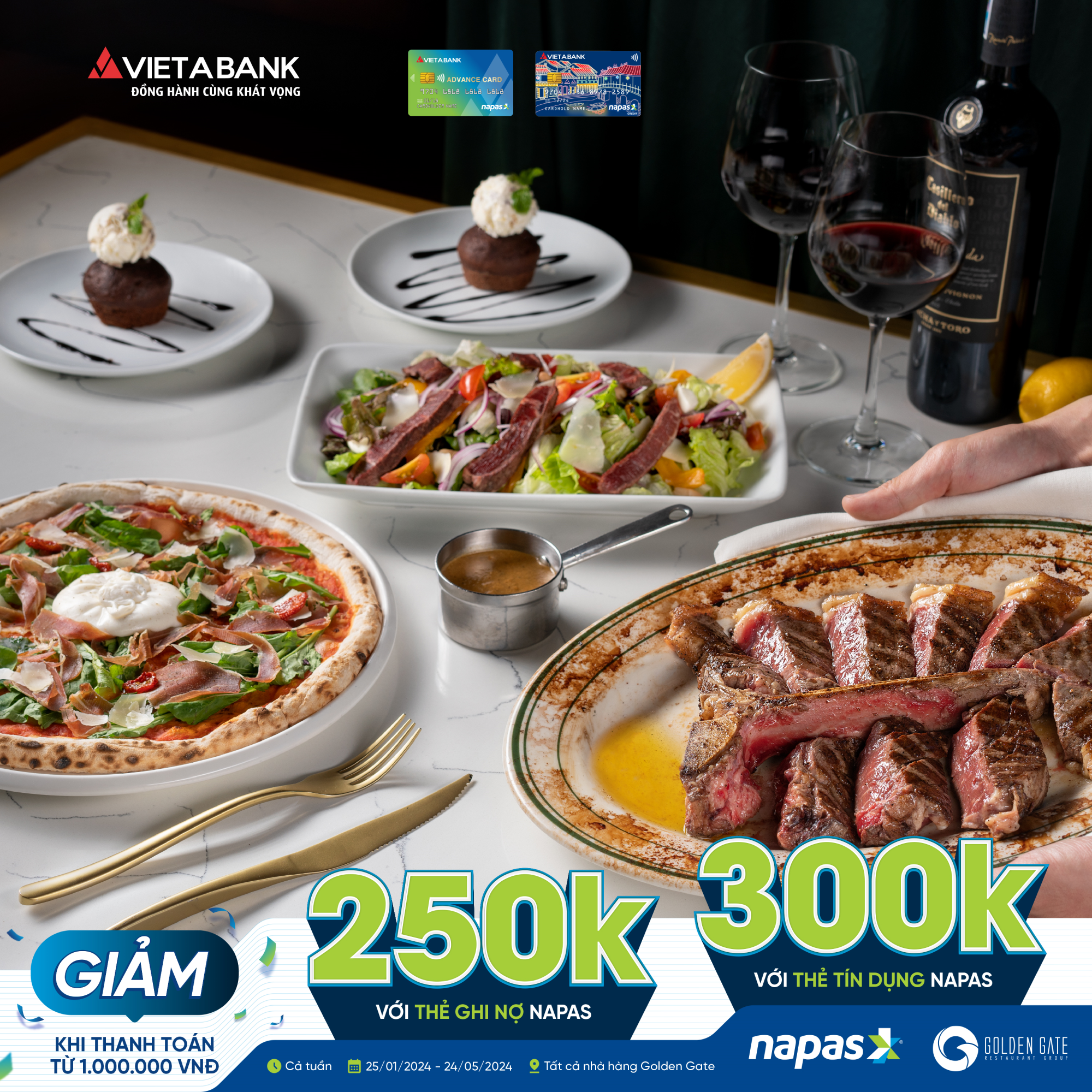 Chạm nhẹ VietABank Napas, nhận ngay deal hời tại Golden Gate
