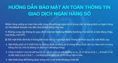 HƯỚNG DẪN BẢO MẬT AN TOÀN THÔNG TIN GIAO DỊCH NGÂN HÀNG SỐ