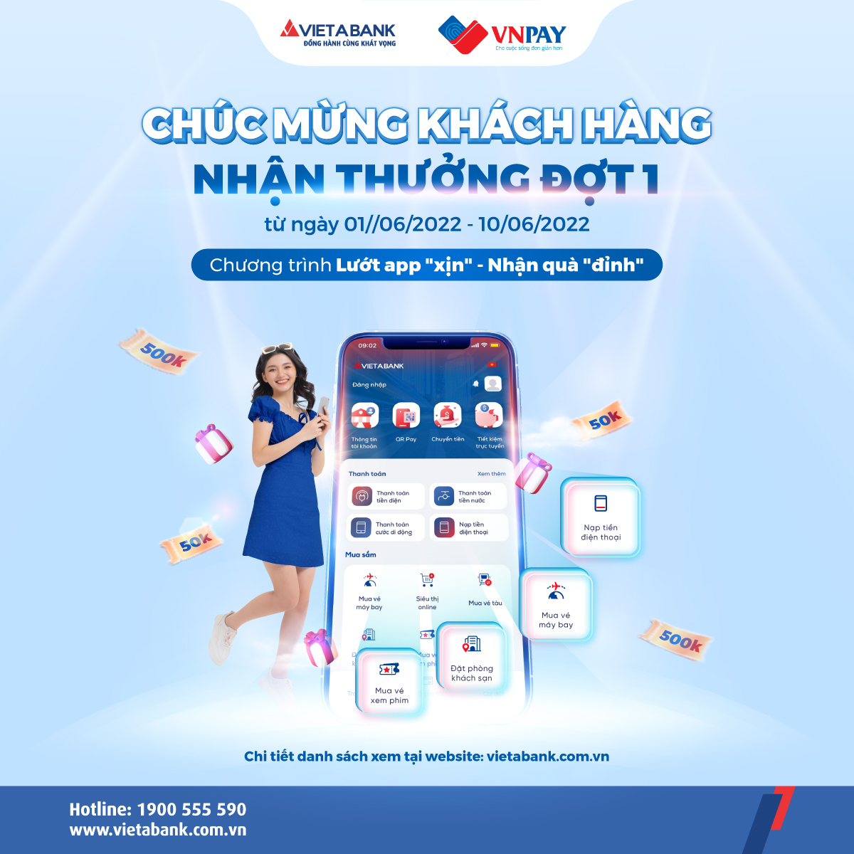 Danh sách khách hàng trúng thưởng đợt 1 CTKM Lướt app 