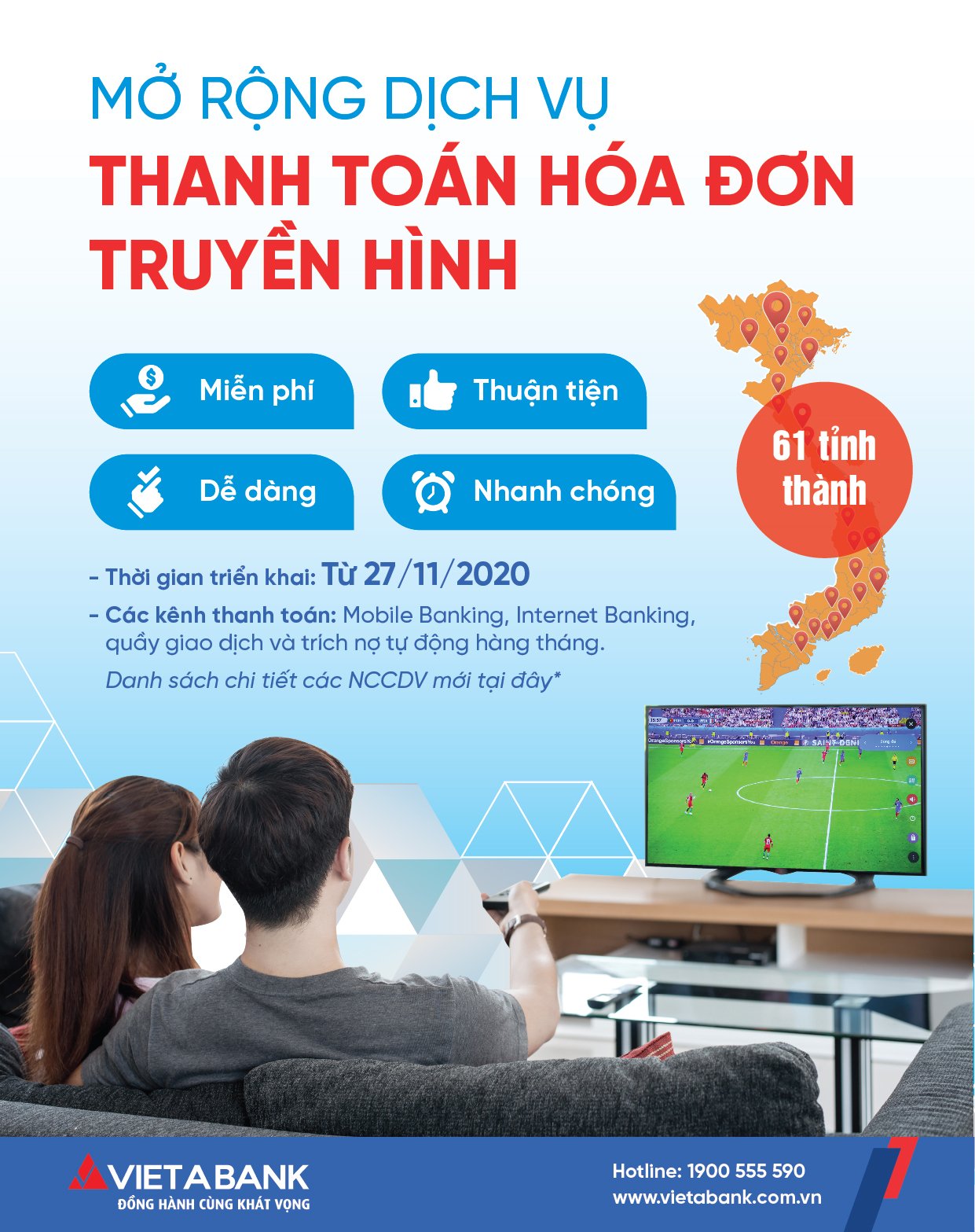 Mở rộng dịch vụ thanh toán hóa đơn truyền hình