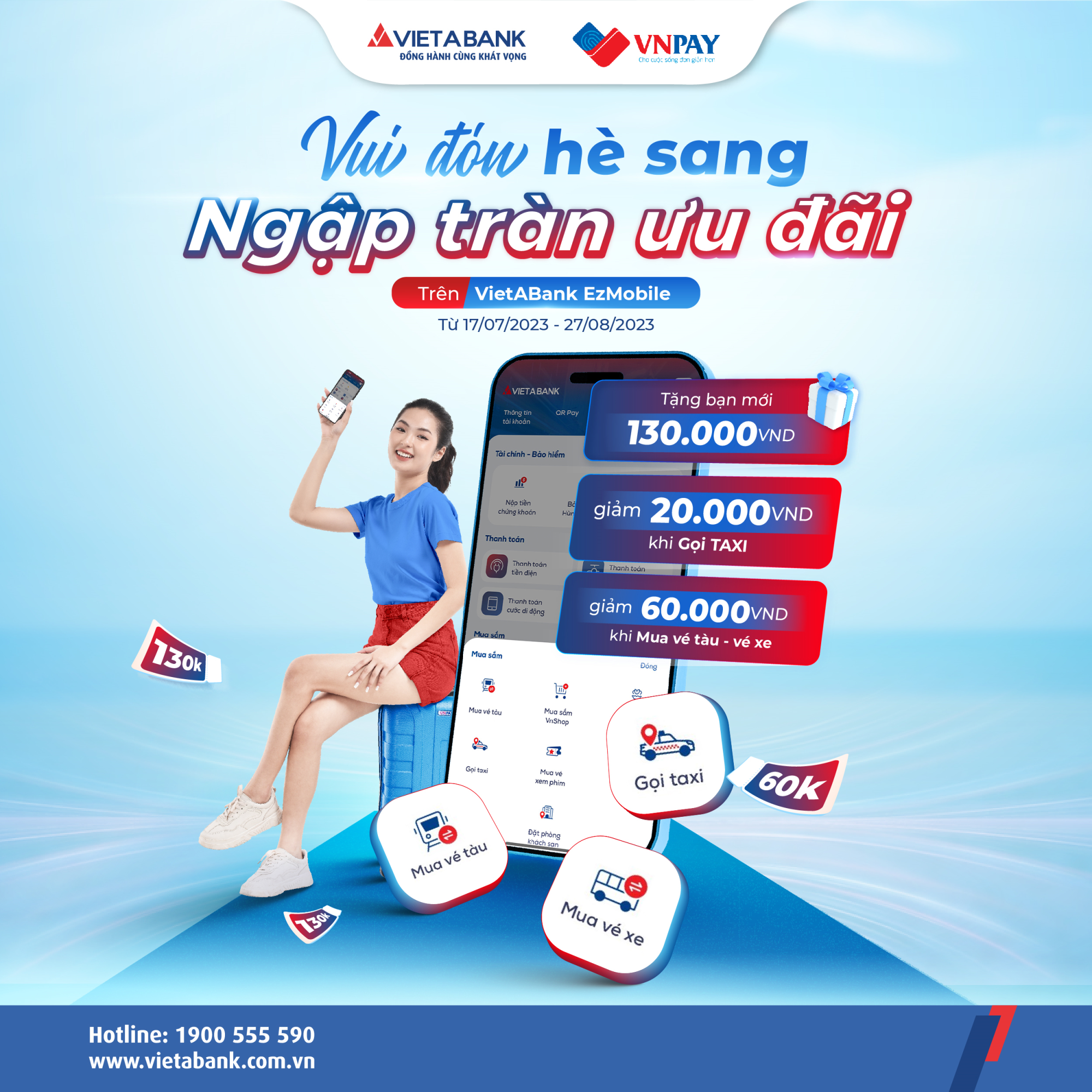 Vui đón hè sang VietABank tặng ưu đãi hấp dẫn khi sử dụng dịch vụ trên VietABank EzMobile