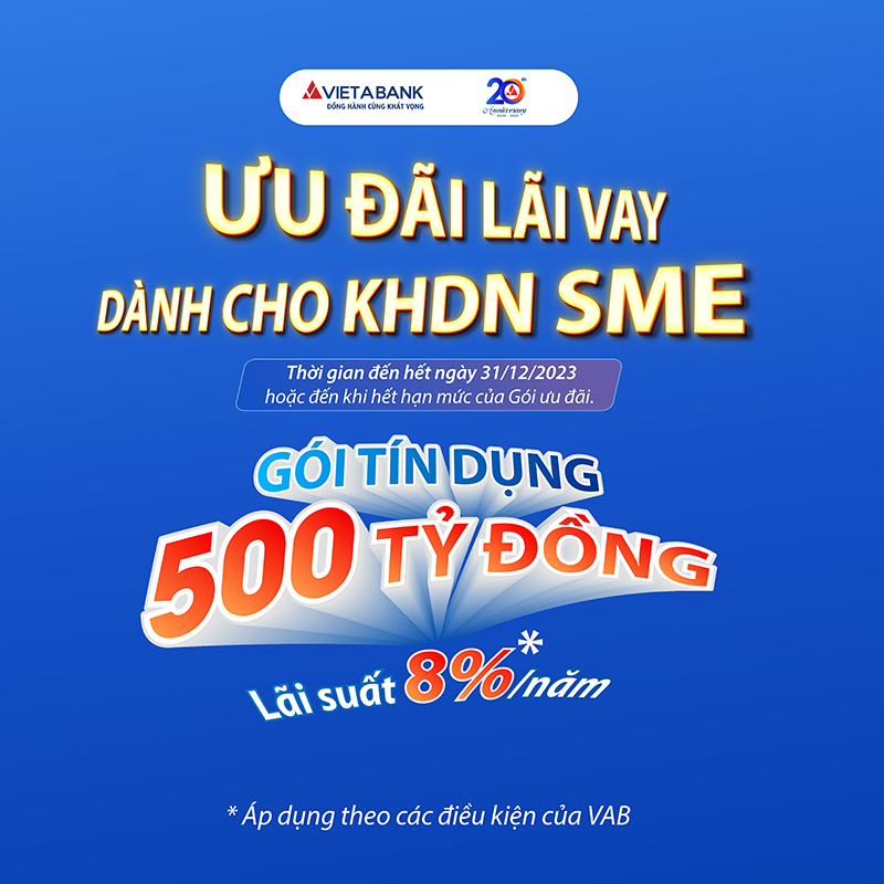 VietABank tung gói ưu đãi lãi vay chỉ 8%/năm dành cho doanh nghiệp vừa và nhỏ