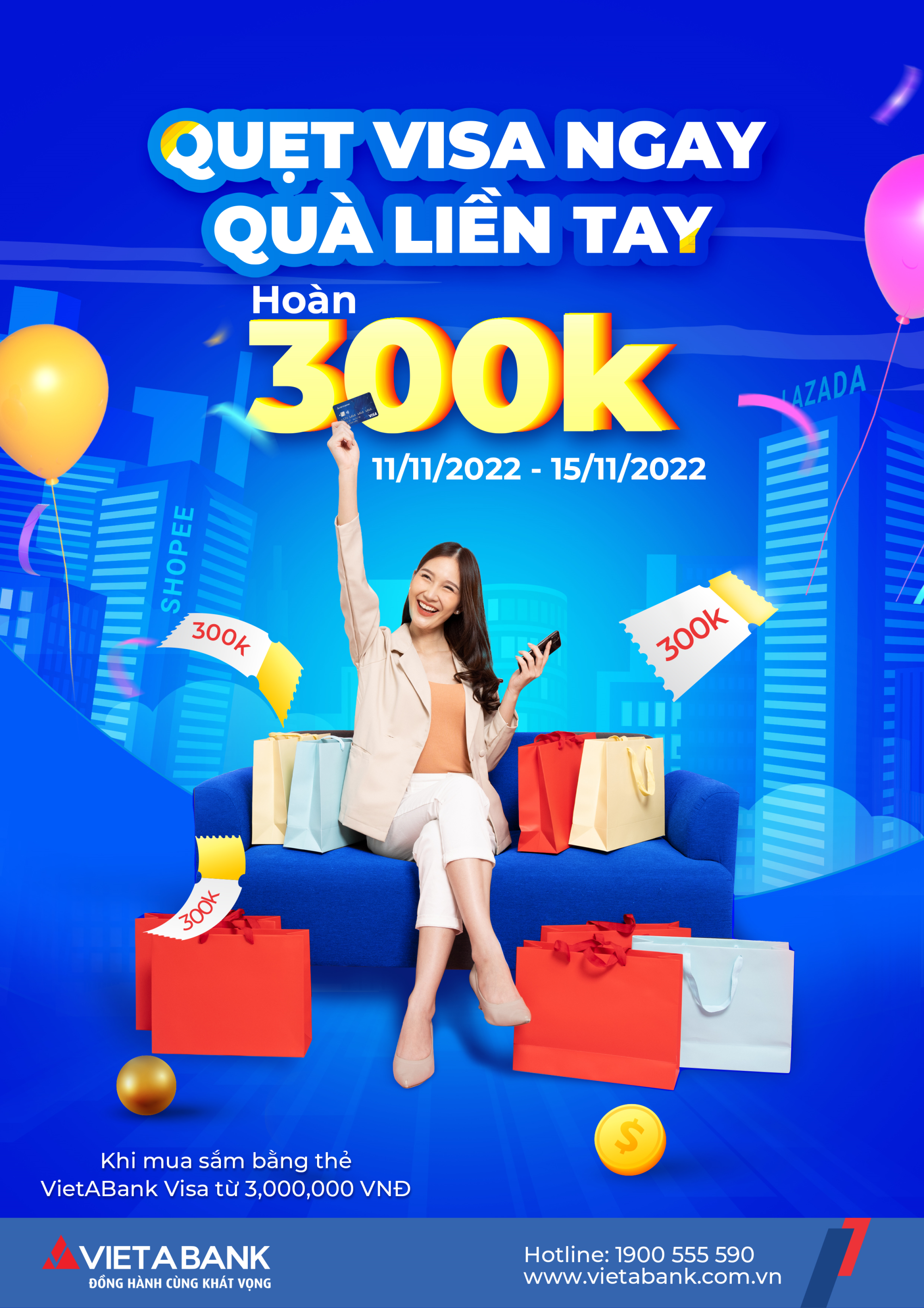 💸🛒 Quẹt thẻ VietABank Visa - Hoàn 300K! | Hưởng ứng tuần lễ mua sắm