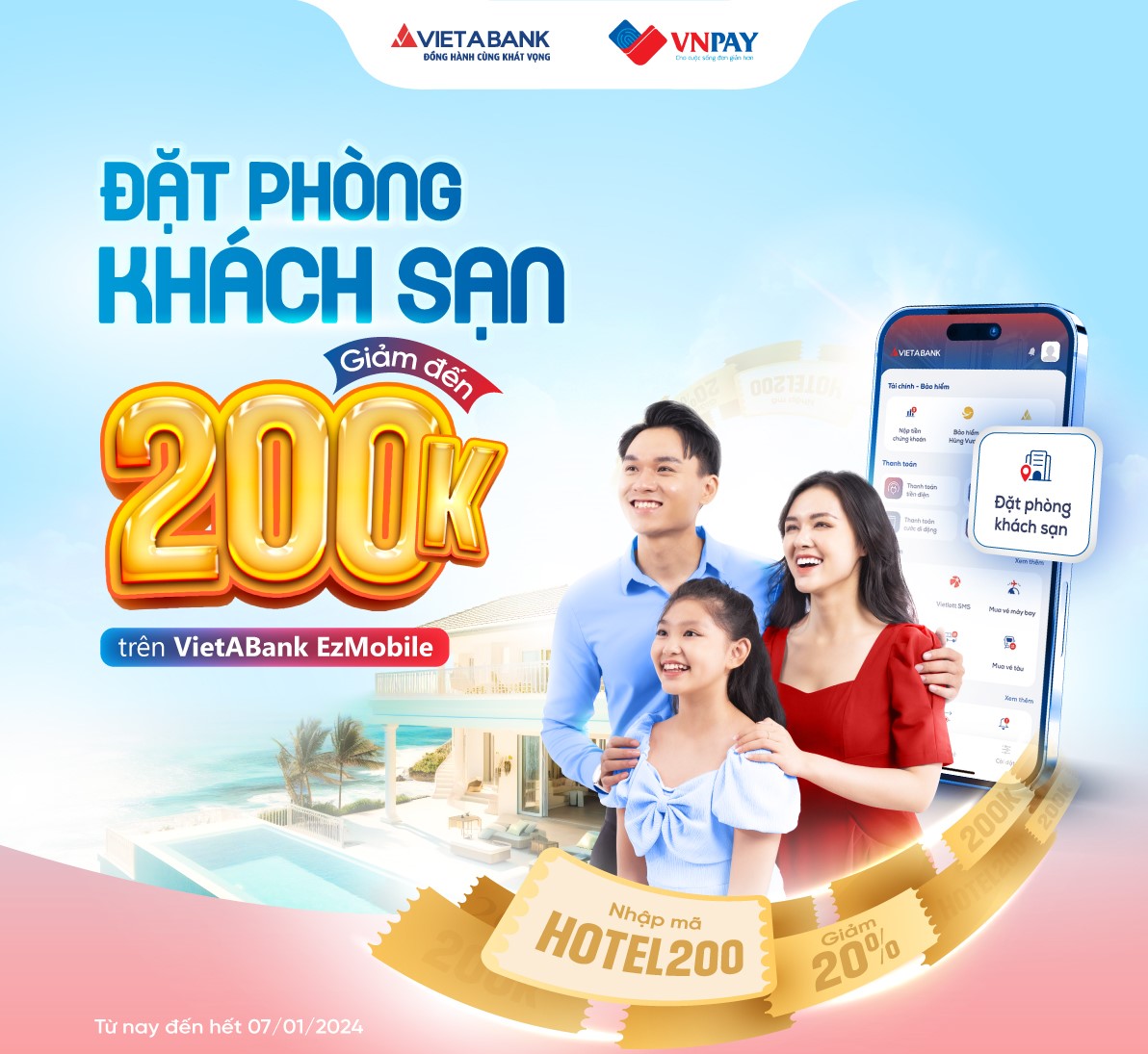 Phòng êm, giá mềm - Giảm ngay 200k trên VietABank EzMobile 